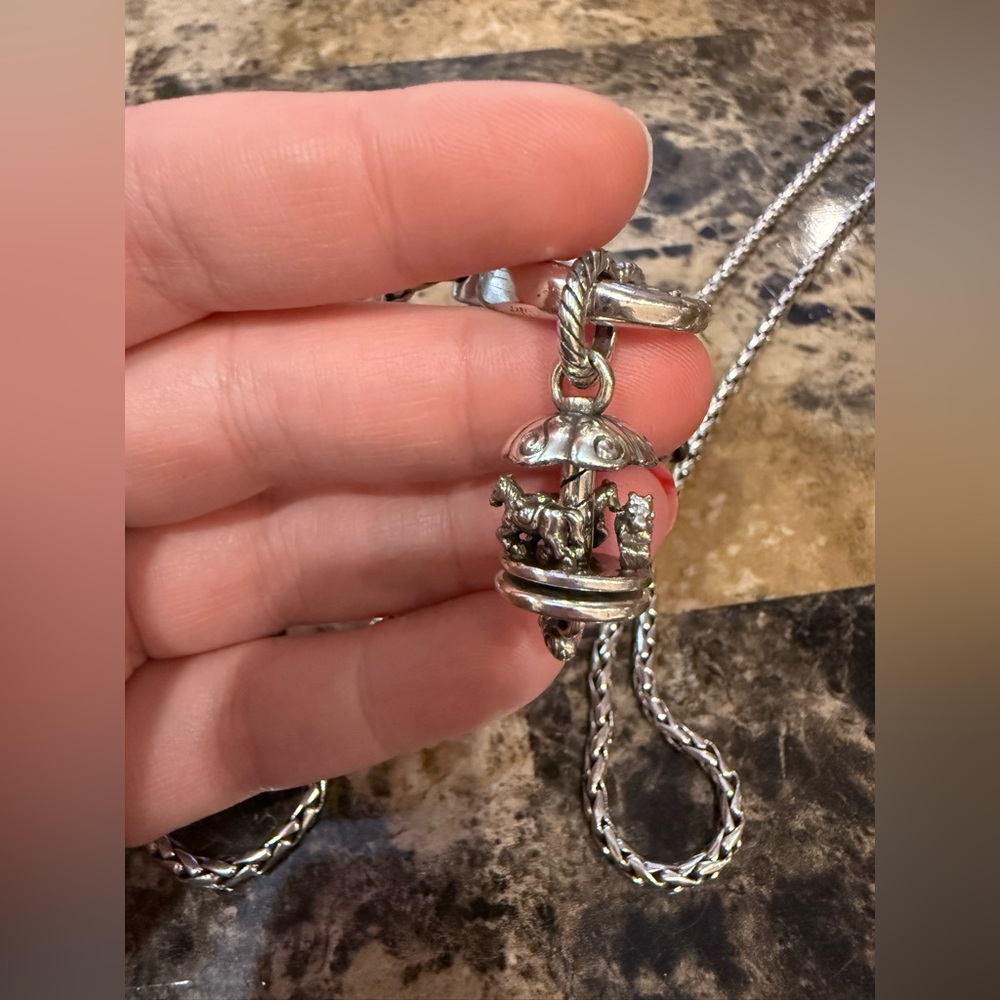 Rare Retired Brighton Amulet Necklace with Carriage & Carousel Charms - Picture 6 of 15